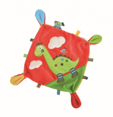  dinos plat carré dinosaure rouge vert jaune oiseau nuage 