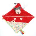  baby souris mickey carré plat rouge poche attache tétine 