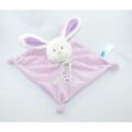  lapin carré plat violet blanc broderie coeur oiseau love 4 noeuds  