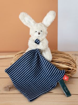  - coton bio made in france - mouchoir lapin 22 cm 