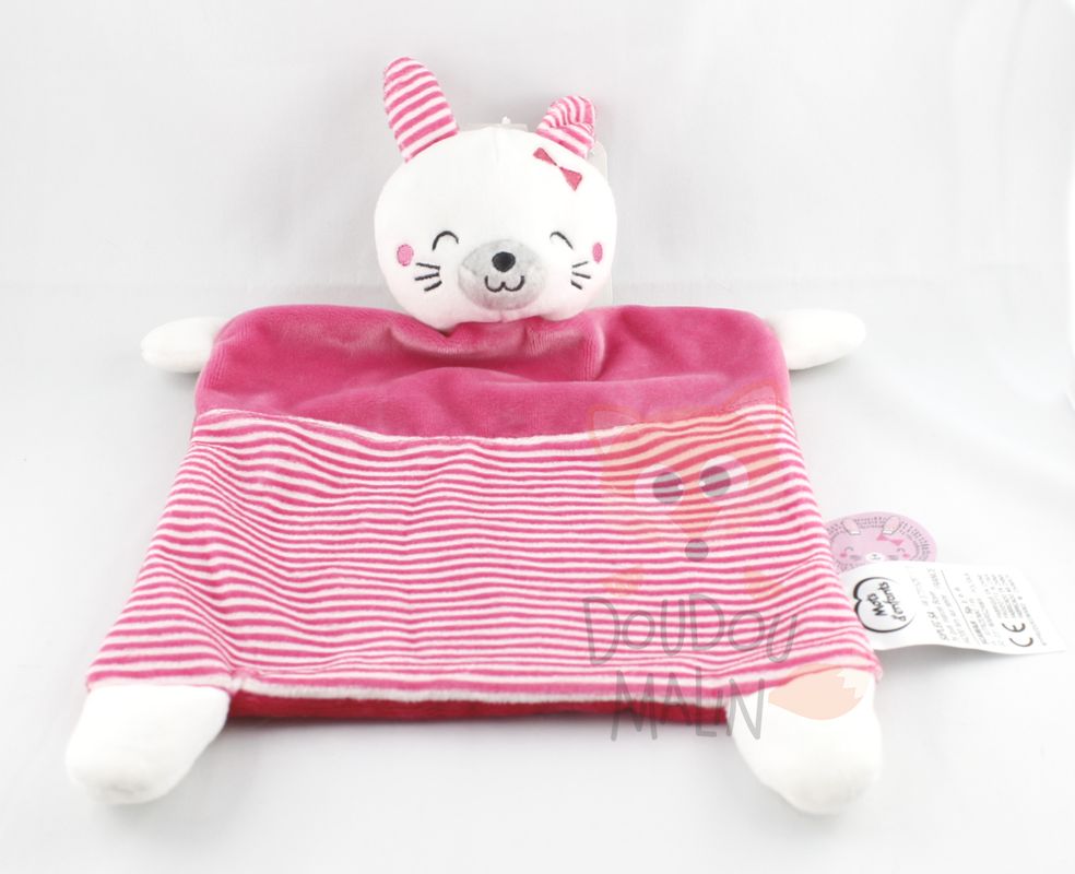  lapin plat rose blanc rayé noeud 