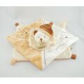 Babynat ours plat carré marron beige blanc fleur 