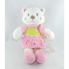  chat blanc vert rose robe bandana souris  