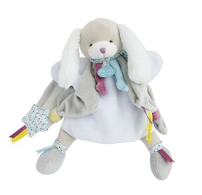  marionnette toopi chien gris blanc bleu 