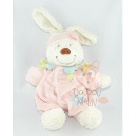  lapin rose bleu creme violet vert papillon fleur 