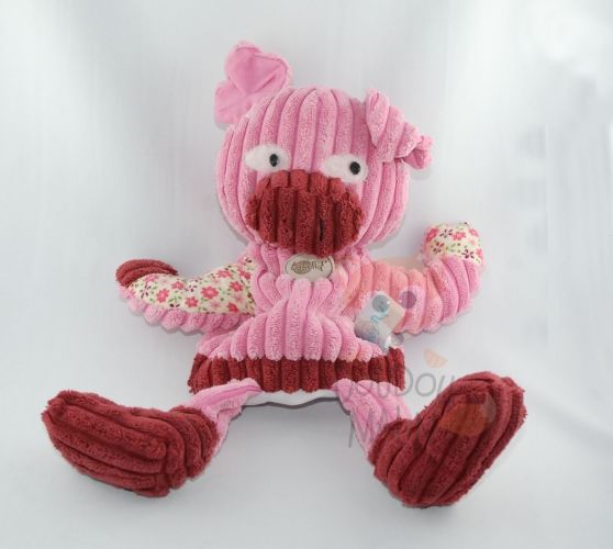  patchwork marionnette cochon rose rouge fleur 