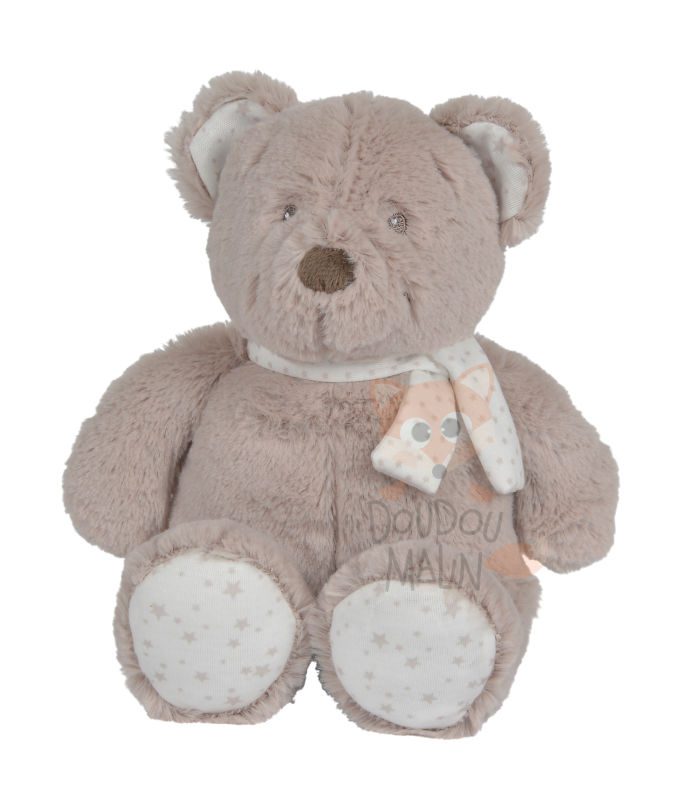 Pommette Doudou Ours Beige Blanc Echarpe Etoile