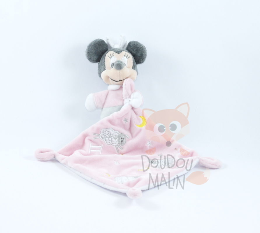 Doudou mouchoir Minnie DISNEY BABY rose mouton lune 33 cm