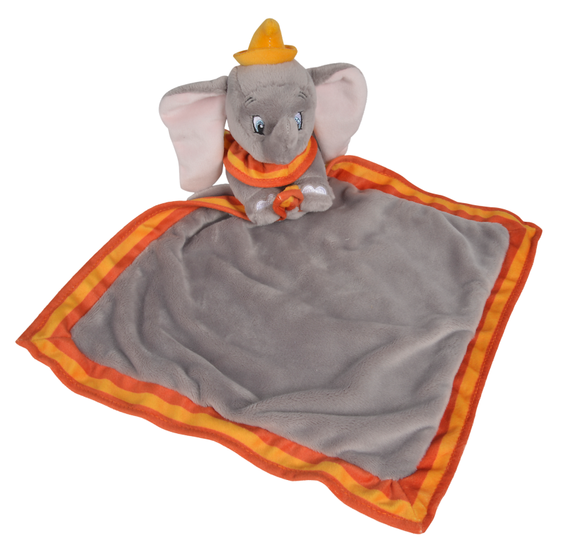 Disney Dumbo l'éléphant Grand doudou plat gris orange jaune