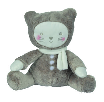  petit chat peluche gris beige blanc 25 cm 