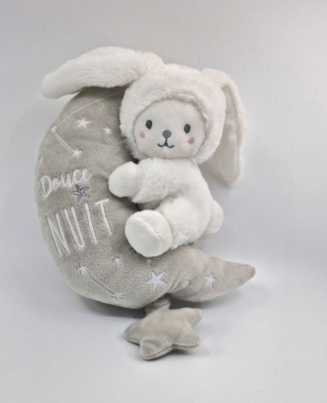  - boîte à musique lapin lune douce nuit gris luminescent 