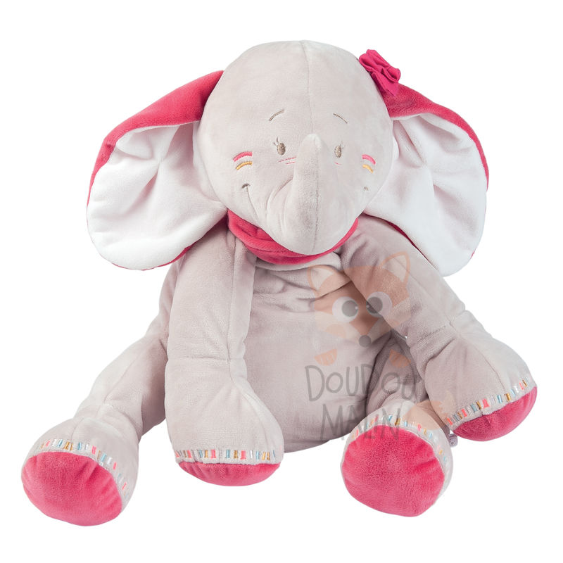 Doudou éléphant rose beige couverture Anna et Pili NOUKIE'S