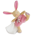 Les poupis mouchoir lapin rose fleur 
