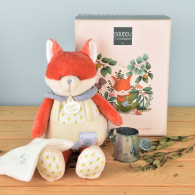  - romarin renard - peluche avec blanc orange 28 cm 