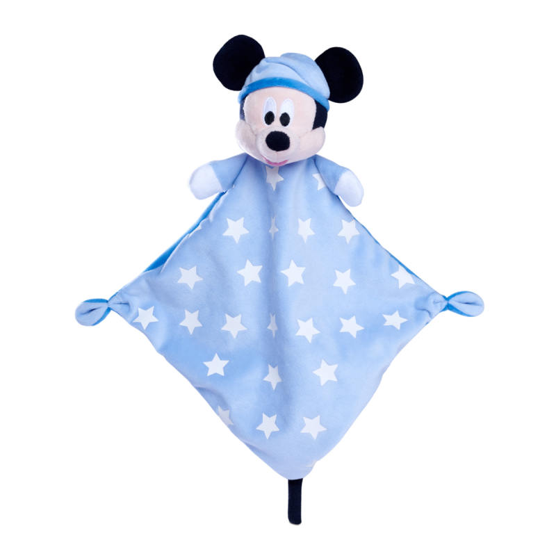 sos doudou Mickey Disney Nicotoy carré plat bleu phosphorescent
