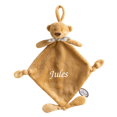  - noann lours - avec attache-sucette jaune moutarde 25 cm 