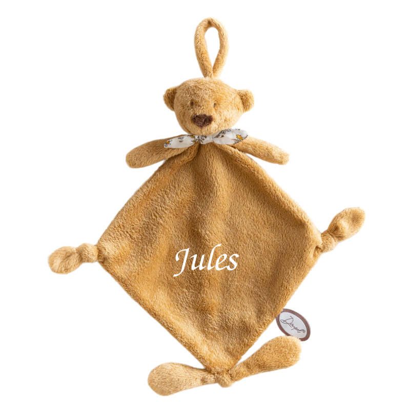  - noann lours - avec attache-sucette jaune moutarde 25 cm 