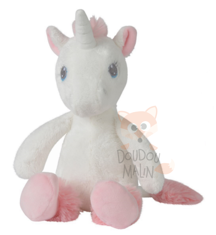 cadeau Doudou marionnette licorne blanche rose étoiles tex baby neuf