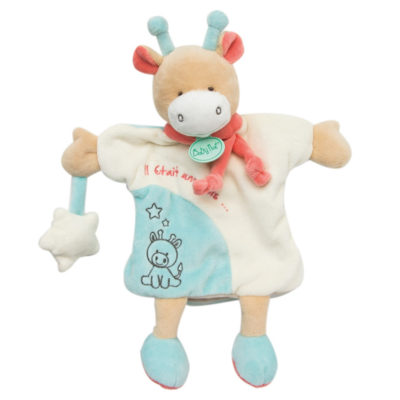 Il était une fois marionnette lapin blanc rouge feuille 