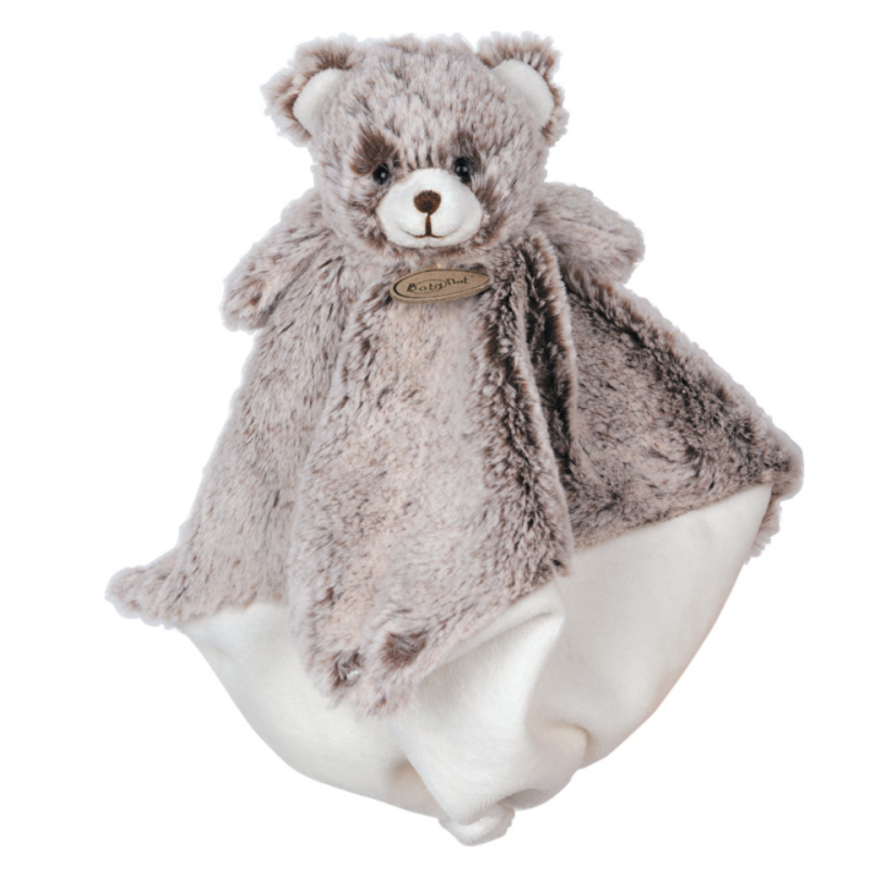 Doudou mouchoir ours BABY NAT' Les Flocons blanc gris chiné BN664 21 cm