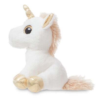  conte féérique peluche licorne or blanc 18 cm 