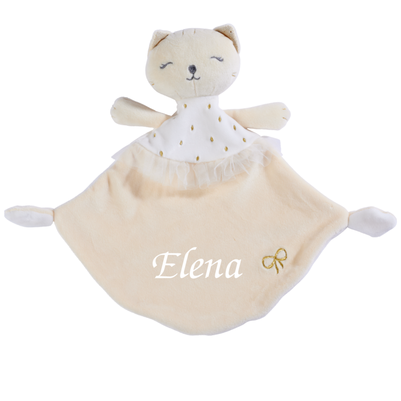 Nicotoy Sparkle Doudou chat beige rosé 30 cm