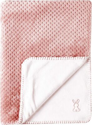  - couverture plaid bébé 100 x 75 cm rose blanc 