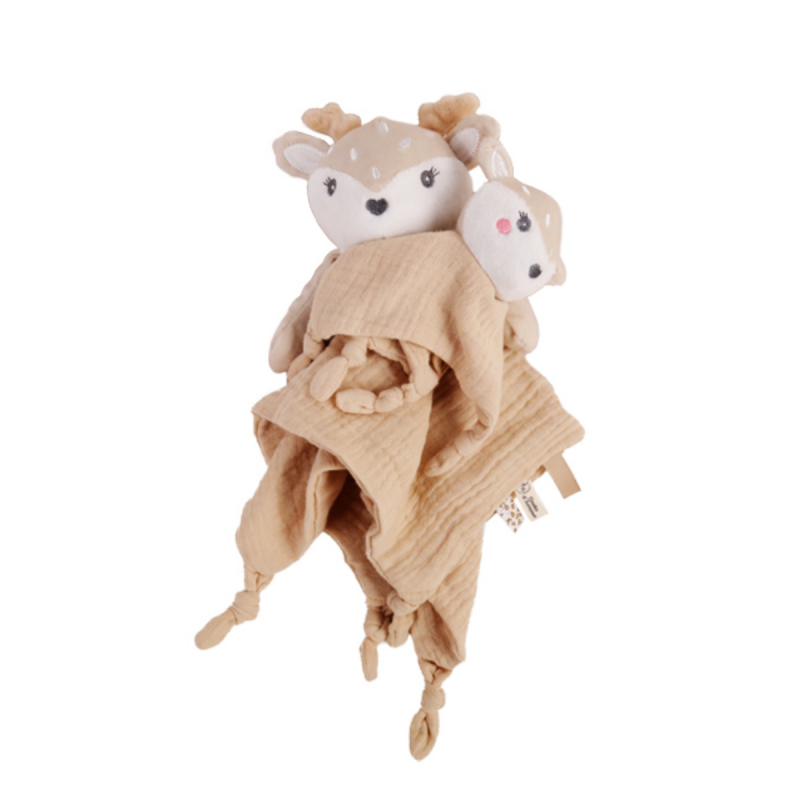 DODO D'AMOUR - Hochet - Biche - 053973 - Crème - Polaire - Naissance - Peluche - Bébé - Rassurant - Doux - Lavable - À Partir de 0 mois