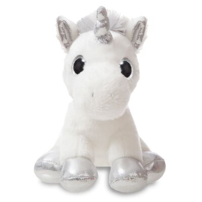  conte féerique peluche licorne argent blanc 18 cm 