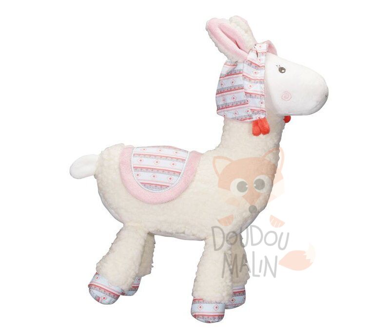  - mila lama - peluche blanc rose 25 cm 