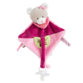  les super doudous attache-sucette ours rose violet 