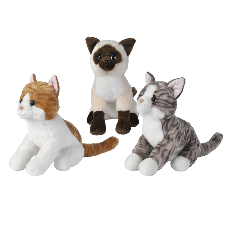  - peluche chat réaliste roux et blanc 30 cm 