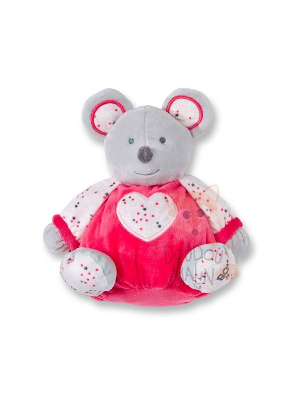 Obaïbi peluche souris rouge gris coeur étoile 
