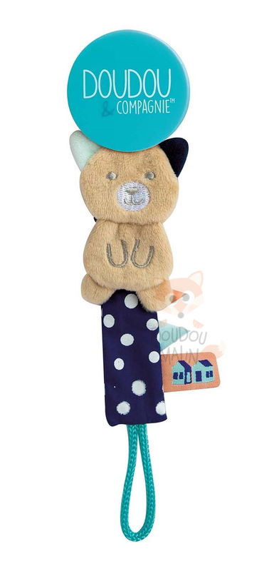 Mini doudou ours attache sucette Doudou et compagnie - idée de cadeau