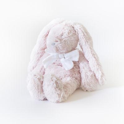  flore lapin peluche rose pâle noeud blanc 18 cm 