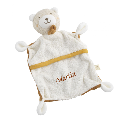  - petit coeur - comforter bear organic cotton white yellow 25 cm 