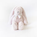  flore lapin peluche rose pâle noeud blanc 25 cm 