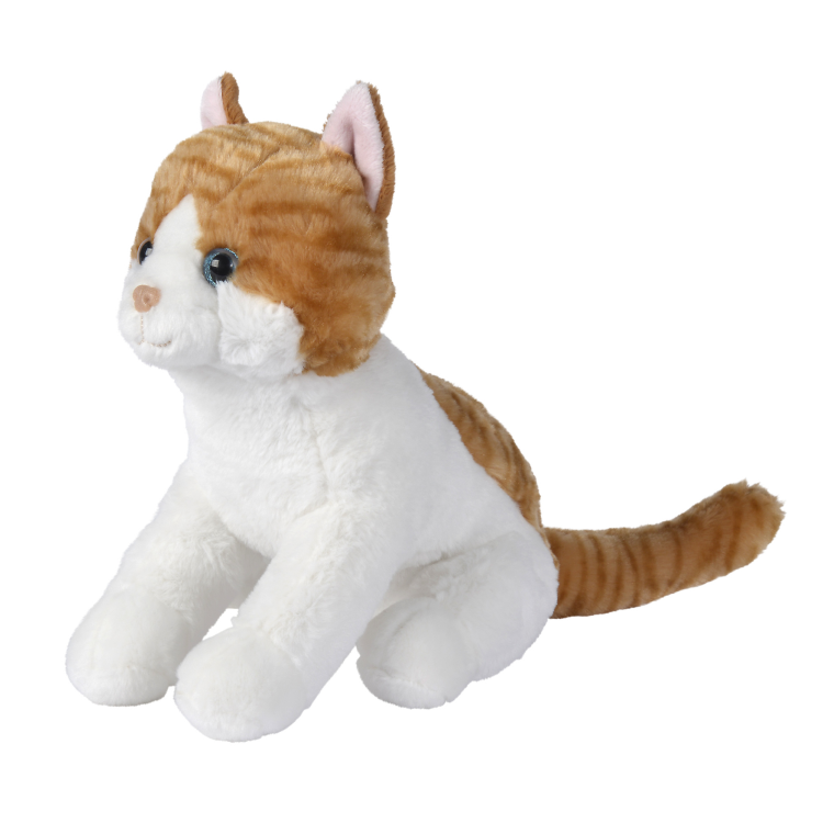  - peluche chat réaliste roux et blanc 30 cm 