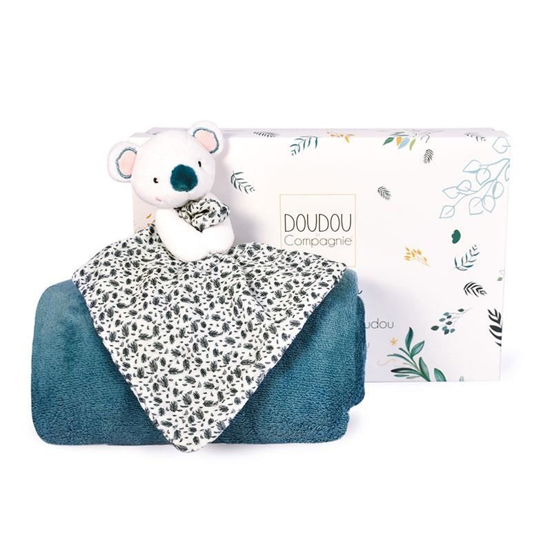 Plaid Polaire Doux Yoca Le Koala - 100x70cm - Bleu - Pour Bébé - Cadeau Naissance - Extra Doux Et Chaud