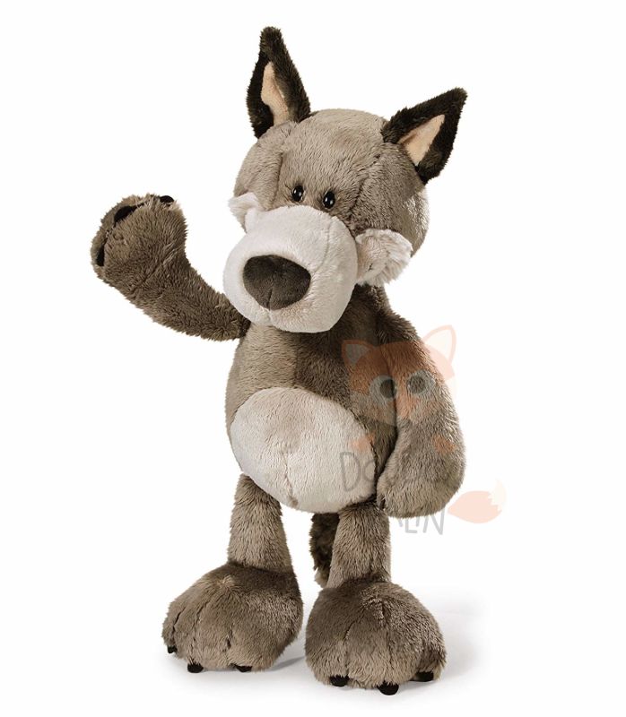  peluche loup marron gris 