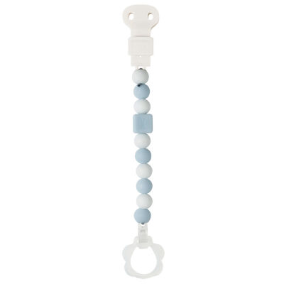  attache-sucette silicone bleu clair blanc 