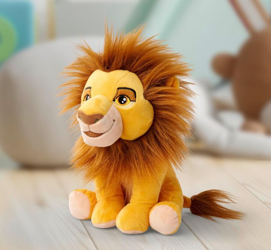 Doudou Plat Simba DISNEY STORE Le Roi Lion Carré Bleu 35 Cm - Disne