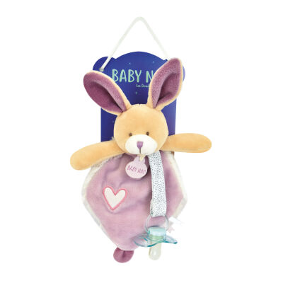 - les lumilunes - attache-sucette lapin rose violet lune 15 cm 
