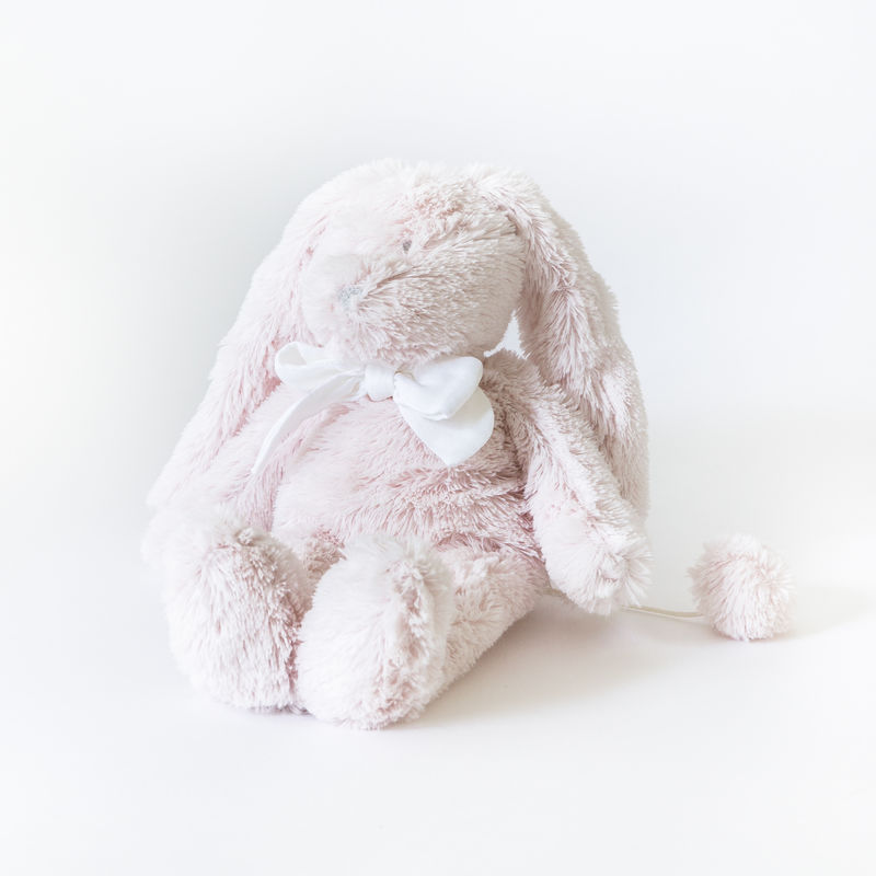  flore lapin boite à musique rose pâle noeud blanc 