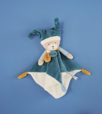  - polochon lours - bleu moutarde 24 cm 