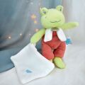  - brume - peluche grenouille avec mouchoir - 25 cm 