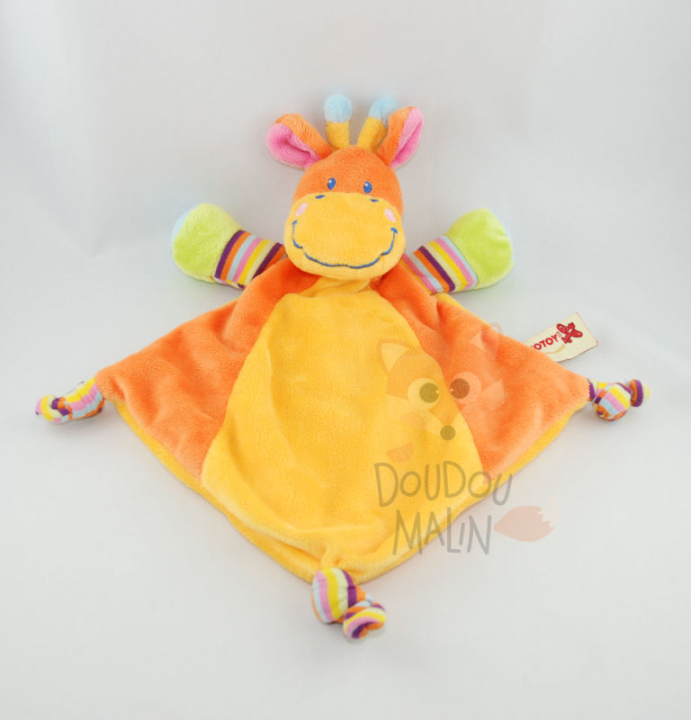  girafe plat losange orange jaune vert rose bleu 3 noeuds 