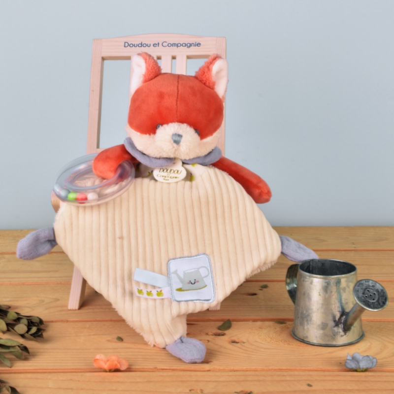  - romarin renard - hochet blanc orange 20 cm 