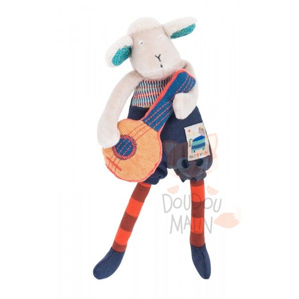 Moulin roty Les Zig et Zag Mini peluche hochet Zéphyr le mouton bleu Moulin roty Les Zig et Zag Mini peluche hochet Zéphyr le mouton bleu