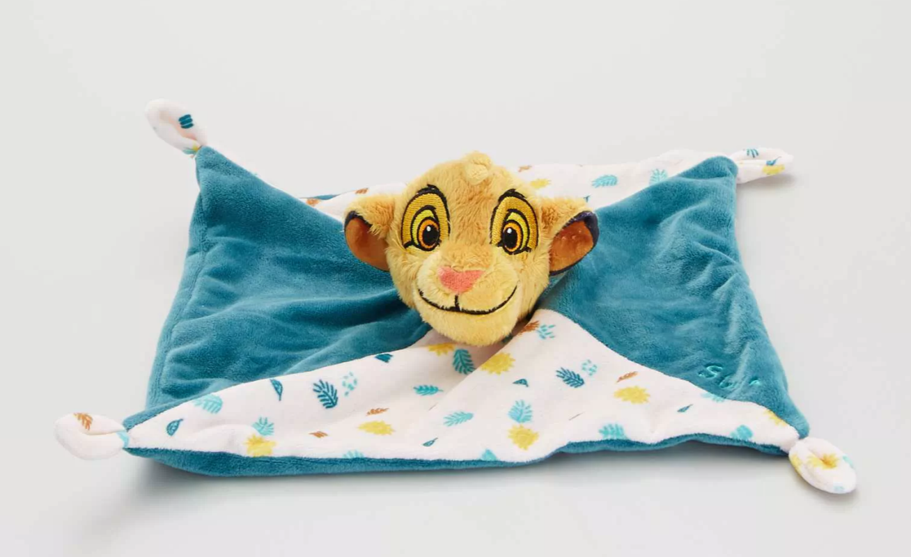 Disney Le roi lion Doudou plat Simba bleu blanc 25 cm